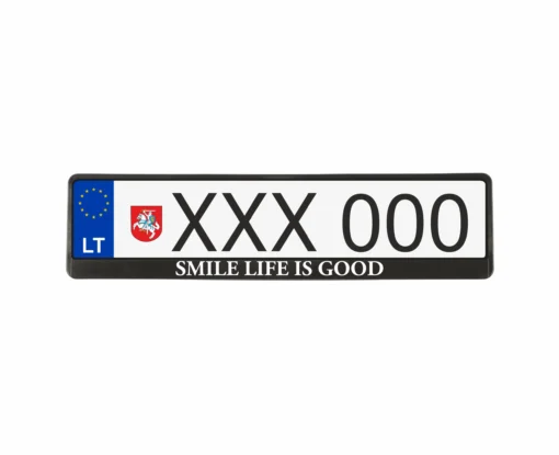 Numerių rėmelis Juodas su užrašu Smile life is good