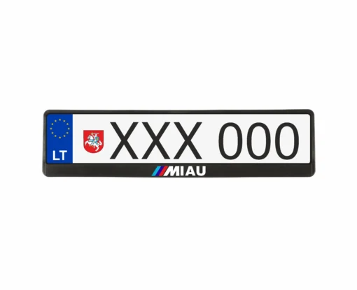 Juodi numerių rėmeliai su užrašu Miau - BMW fanams